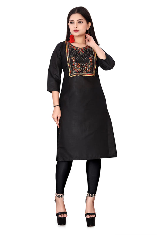 🌸 Women's Embroidery Cotton Slub Kurti – Elegant & Comfortable! ✨