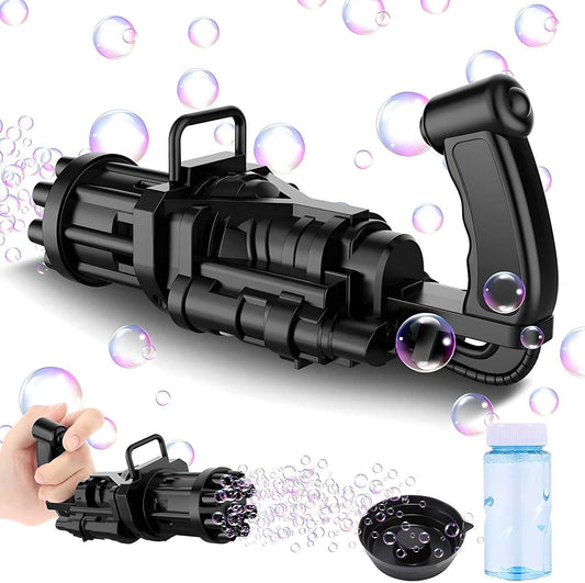 🔫 Bubble Gun – 8-Hole Automatic Gatling Bubble Blower 🎉 (Includes 3 Batteries + Bubble Water) 🫧✨