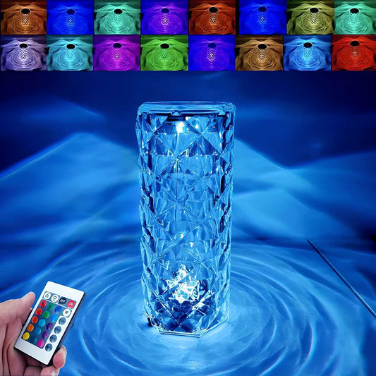 🪩 16-Color Changing Rose Crystal Diamond Table Lamp 💎✨