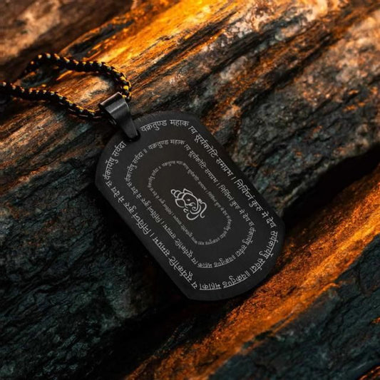 🔱 Devotional Ganpati Shlok Tag Pendant With Chain – Spiritual Elegance in Every Step! 🙏✨