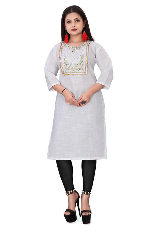 ✨ Women's Embroidery Cotton Slub Kurti – Elegant & Comfortable! 💖👗