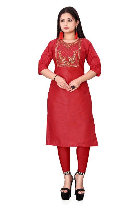 ✨ Women's Embroidery Cotton Slub Kurti – Elegant & Stylish! 💃🧵