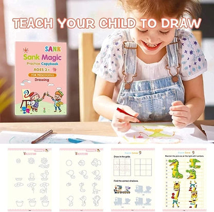 ✍️ Kids Magic Practice Tracing Book 📘 – Reusable Handwriting Copybook Set