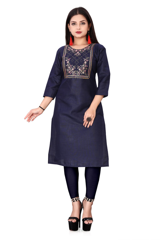 ✨ Women's Embroidery Cotton Slub Kurti – Elegant & Stylish 👗💖