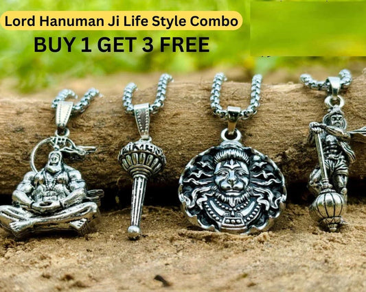 🔱 Lord Hanuman Chain with Pendant (Pack of 4) 🕉️ – Divine Strength & Style Combo