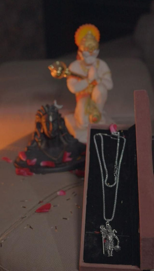 🔱 Shivji Pendant with Chain 🕉️ | Spiritual Rudraksha Style | Unisex