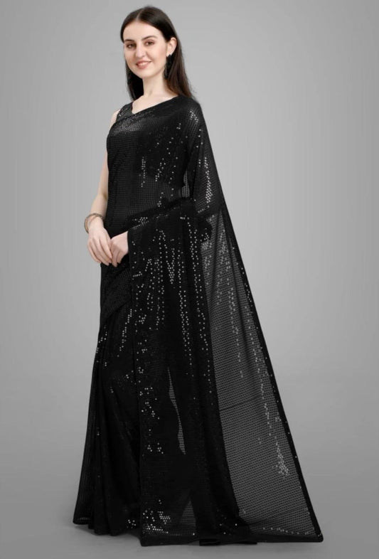✨ Trendy Sequins Work Georgette Saree – Shine with Every Step! ✨