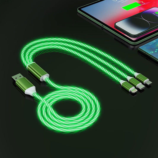 🔌 3-in-1 LED Flowing Light Charging Cable ⚡ Universal | Type-C | Micro |