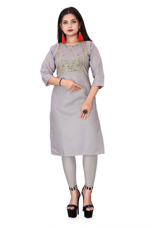 ✨ Women's Embroidery Cotton Slub Kurti – Elegant & Comfortable 👗💖