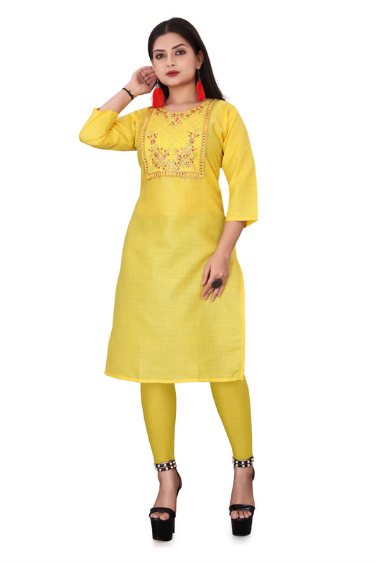 🌸 Women's Embroidery Cotton Slub Kurti – Elegant & Comfortable! ✨