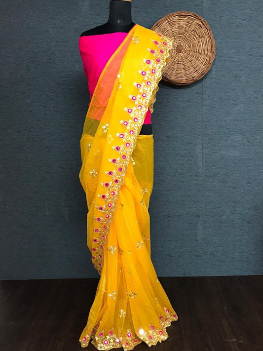 ✨ Delicate Net Sarees with Exquisite Embroidery ✨ | Elegant & Lightweight!