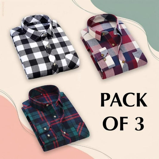 👔 Men's Checkered Casual Shirt – Pack of 3 | Stylish & Comfortable Everyday Wear 👕